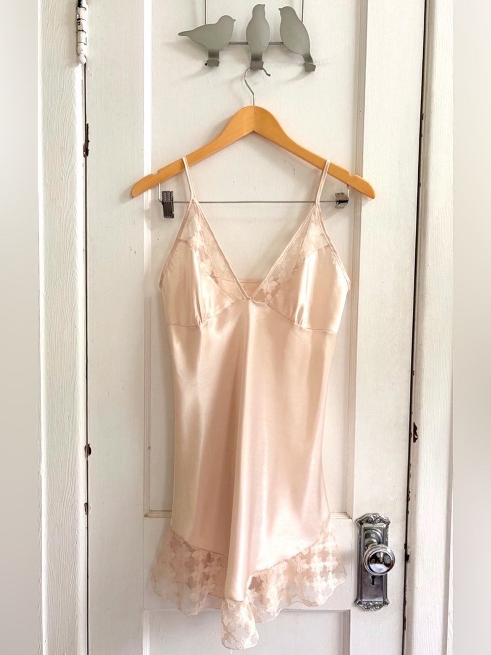 Silky Lace-Trim Chemise Slip